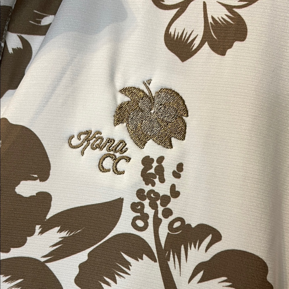 Chase 54 Women’s Hawaiian Print Golf Shirt White & Khaki Floral -Size Large - Picture 3 of 6